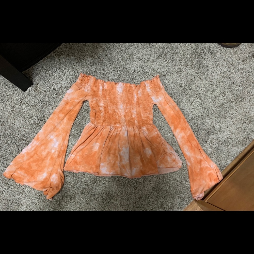 Tie Dye Off-the-Shoulder Babydoll Blouse